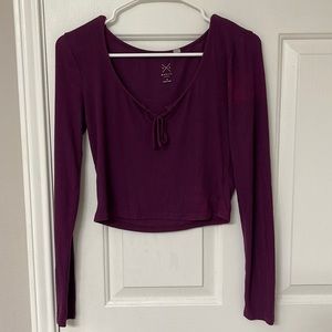 Dark purple ribbed long sleeved top